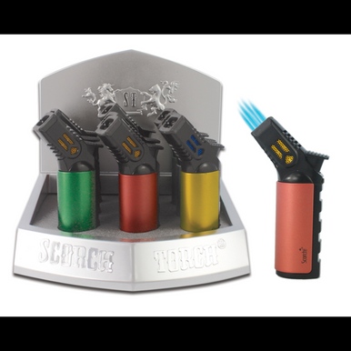 SCORCH – TORCH LIGHTERS – HEAVY DUTY – FOUR TORCH – 6CT DISPLAY – 61703-00042 – [MSRP: $30 EACH]