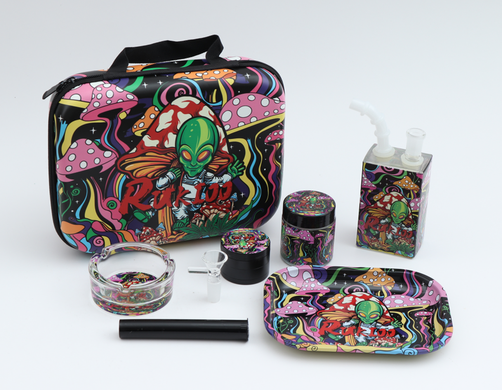 ALIEN MUSHROOM – GLASS WATER PIPE – GIFT SET – 8-PIECE – 1CT – GB1001-2 – [MSRP: $55]
