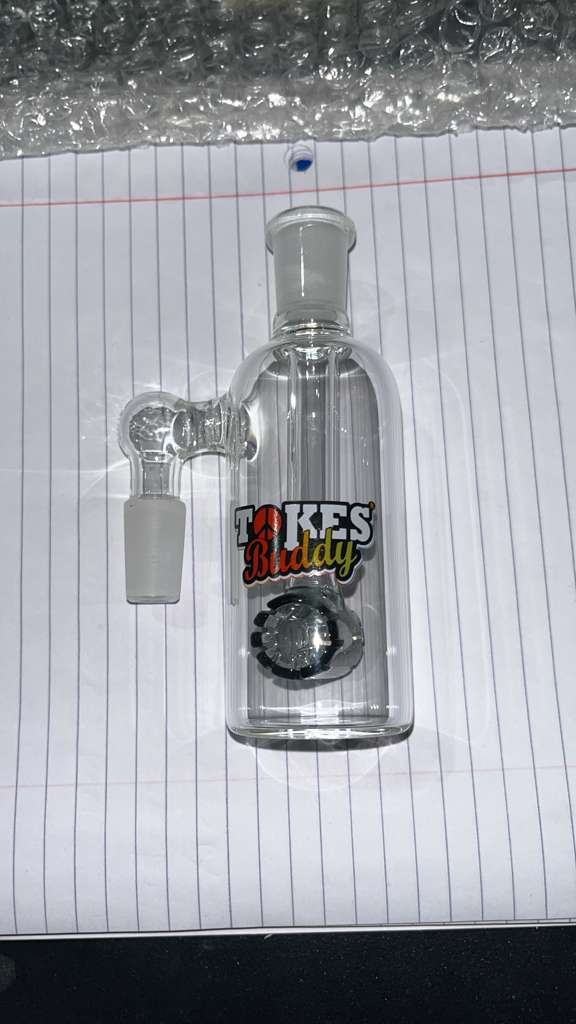 TOKES BUDDY – ASH CATCHER – GLASS ACCESSORIES – 90° HAMMER PERC – 14MM MALE – 1CT – 90AC01 – [MSRP: $22.50]