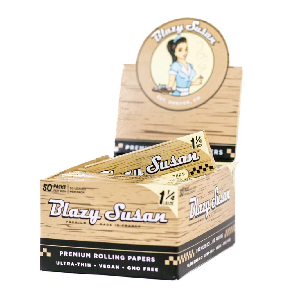 BLAZY SUSAN – ROLLING PAPERS – UNBLEACHED – 1 1/4 – 50CT DSPL – [MSRP: $2 EACH]