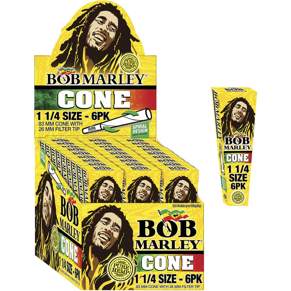 BOB MARLEY – PRE-ROLLED CONES – 1-1/4 – 6PK – 33CT DSPL – [MSRP: $3.50 EACH]