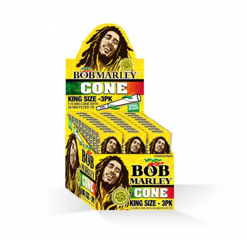BOB MARLEY – PRE-ROLLED CONES – KING SIZE – 3PK – 33CT DSPL – [MSRP: $3.50 EACH]