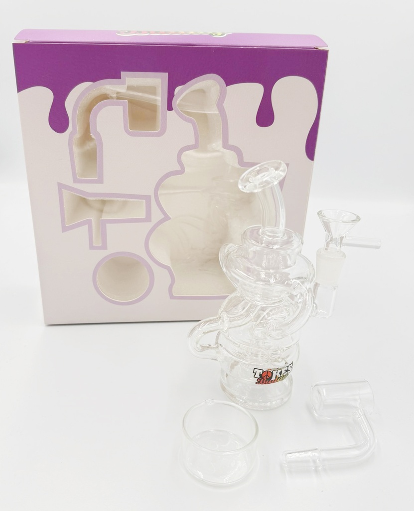 TOKES BUDDY – CASCADE – GLASS WATER PIPE – MINI GLASS DAB RIG SET – PURPLE – 1CT – GB1044 – [MSRP: $46]