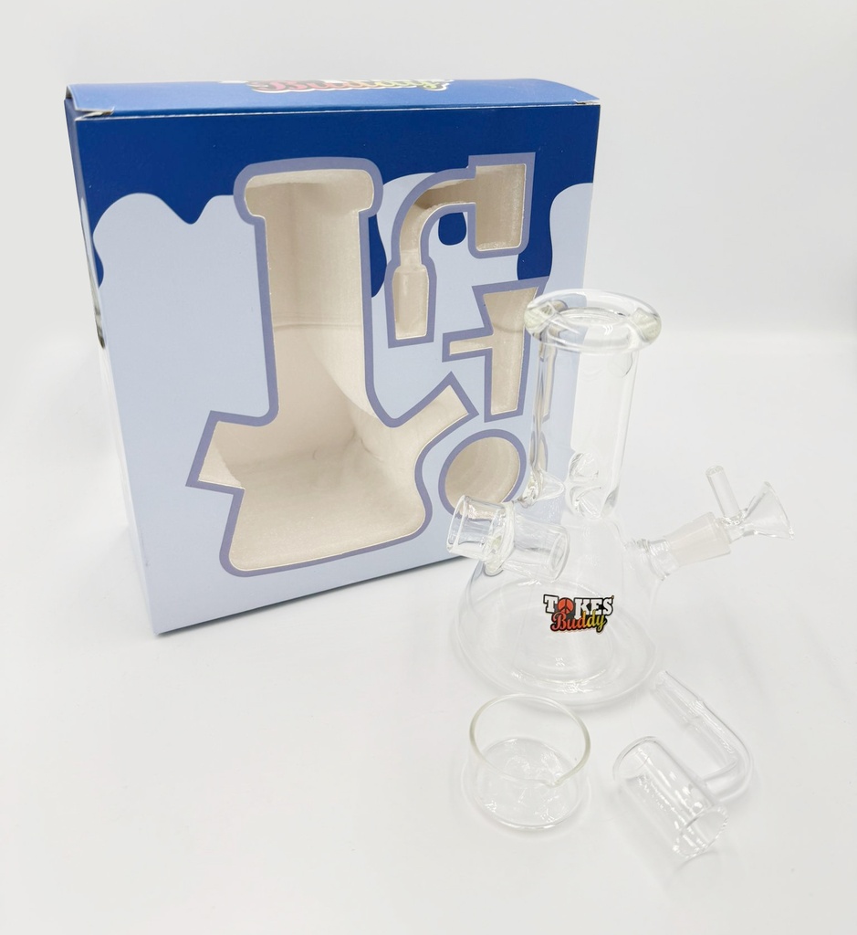 TOKES BUDDY – COSMIC CLOUD – GLASS WATER PIPE – MINI GLASS DAB RIG SET – BLUE – 1CT – GB1046 – [MSRP: $35]