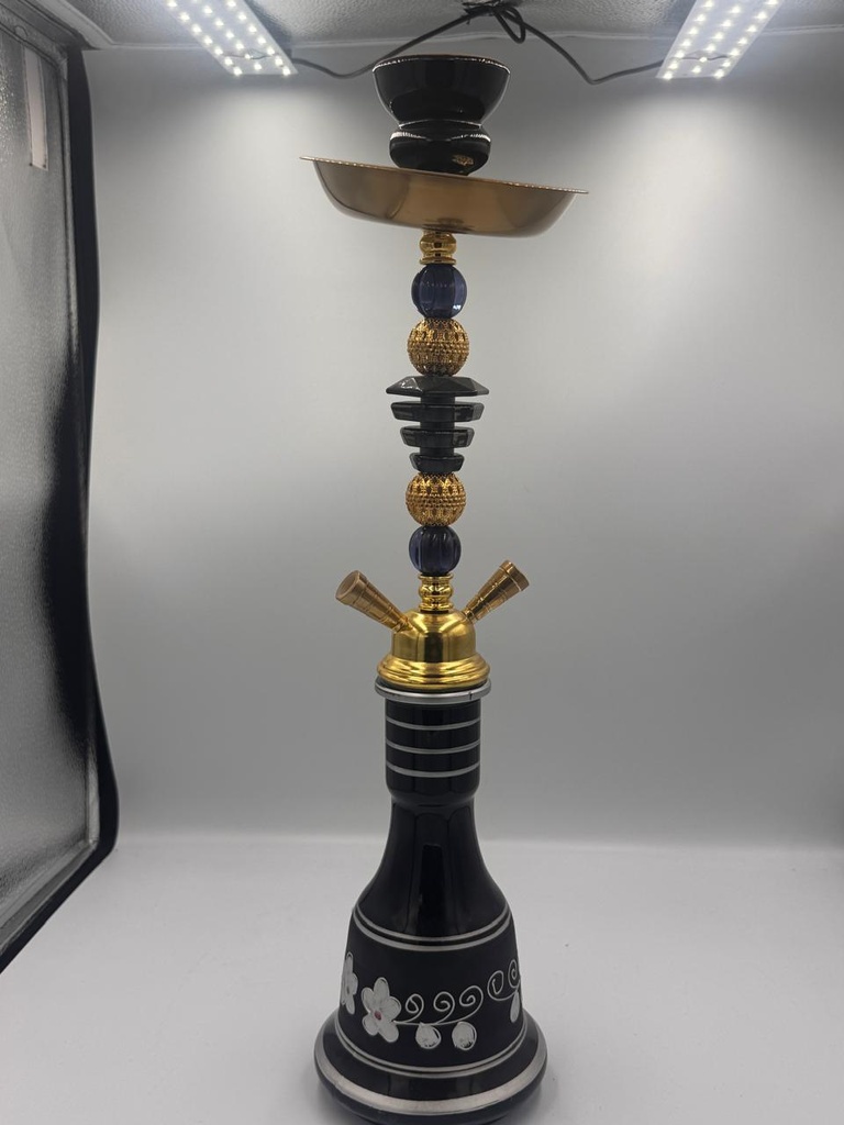 HOOKAH – 11" TIERED MED – DOUBLE HOSE – GLOSS WHITE – 1CT – ZC65 – [MSRP: $35.50]