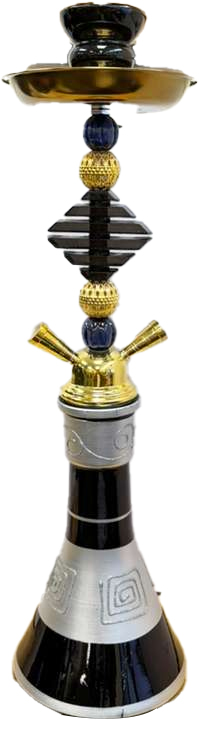 HOOKAH – 11" TIERED MED – DOUBLE HOSE – MIDNIGHT CHROME – 1CT – ZC67 – [MSRP: $35.50]
