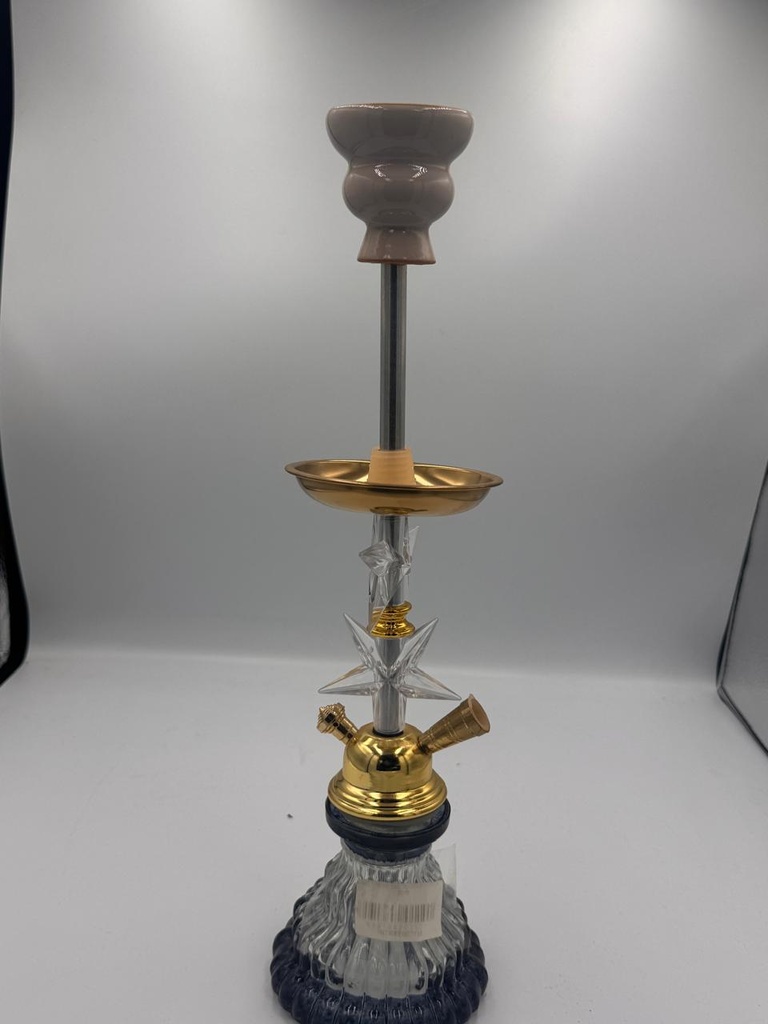 HOOKAH – 11" TIERED MED – DOUBLE HOSE – BRUSHED GOLD – 1CT – ZC69 – [MSRP: $35.50]