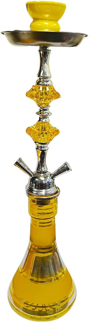 HOOKAH – 11" TIERED MED – DOUBLE HOSE – BRIGHT YELLOW – 1CT – ZC75 – [MSRP: $35.50]