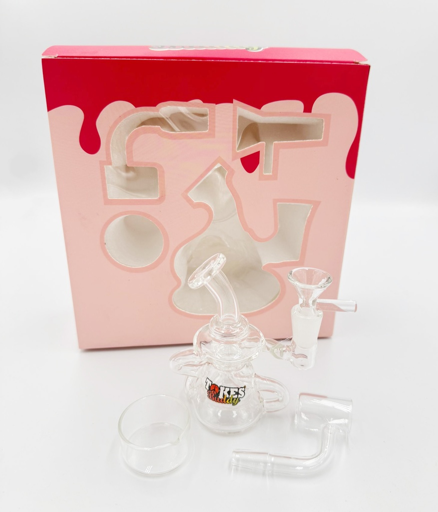 TOKES BUDDY – ELIXIR – GLASS WATER PIPE – MINI GLASS DAB RIG SET – PINK – 1CT – GB1050 – [MSRP: $40]