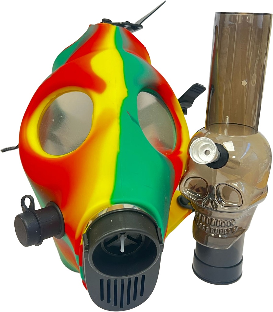 GAS MASK – SILICONE WATER PIPES – GREEN YELLOW RED – 1CT – MSK03 – [MSRP: $35]