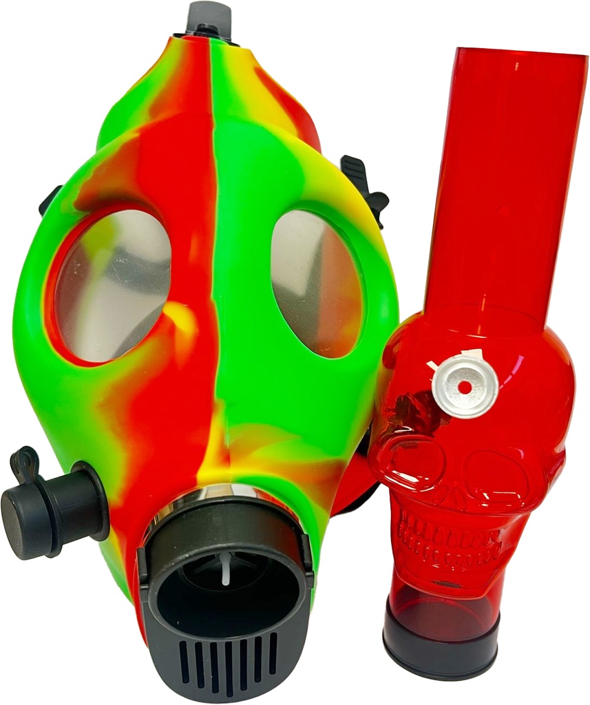GAS MASK – SILICONE WATER PIPES – RASTA DESIGN – 1CT – MSK02 – [MSRP: $35]