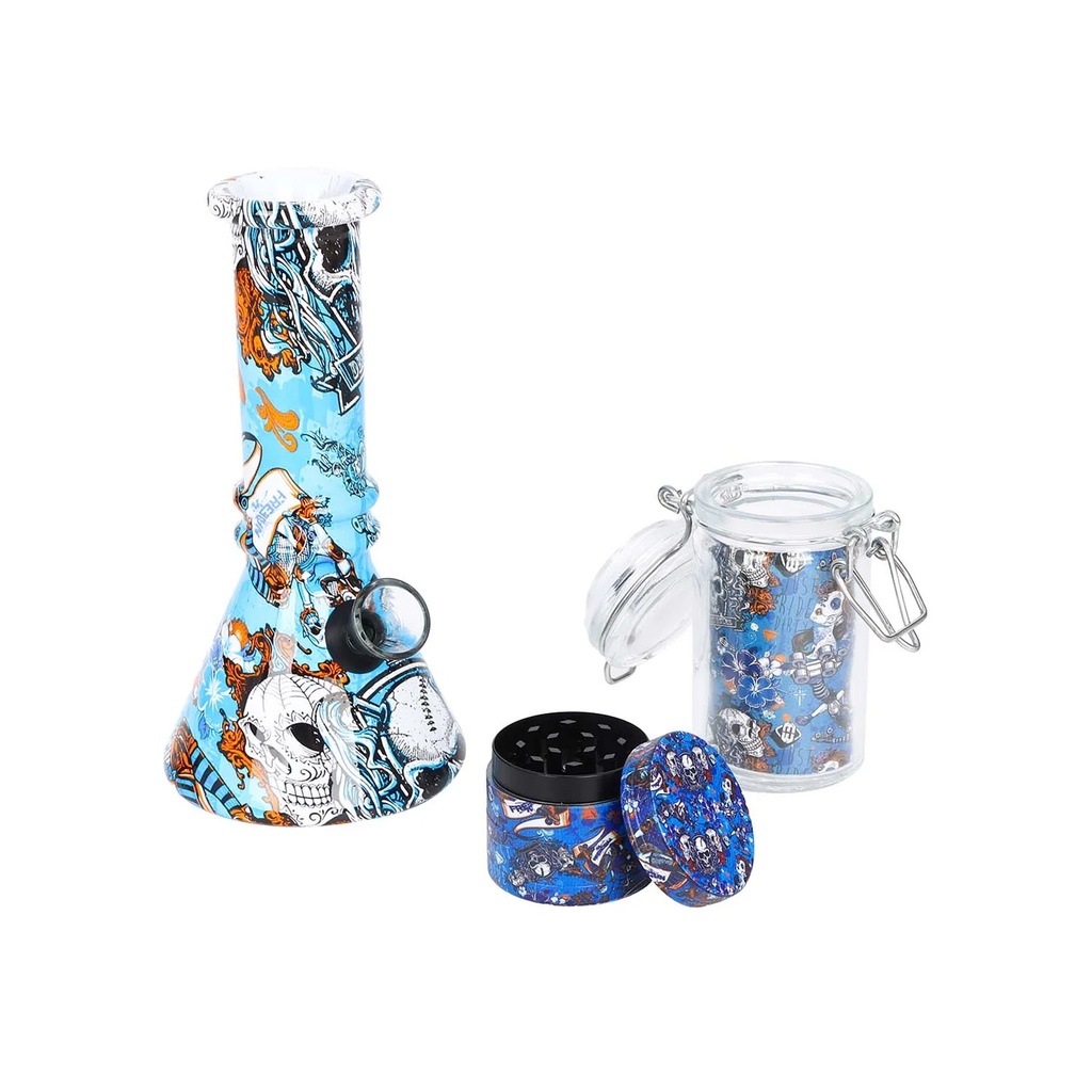 E-STEIN – GLASS WATER PIPE – GIFT SET – INCLUDES GRINDER & PAPERS – 1CT – GB0331 – [MSRP: $75]