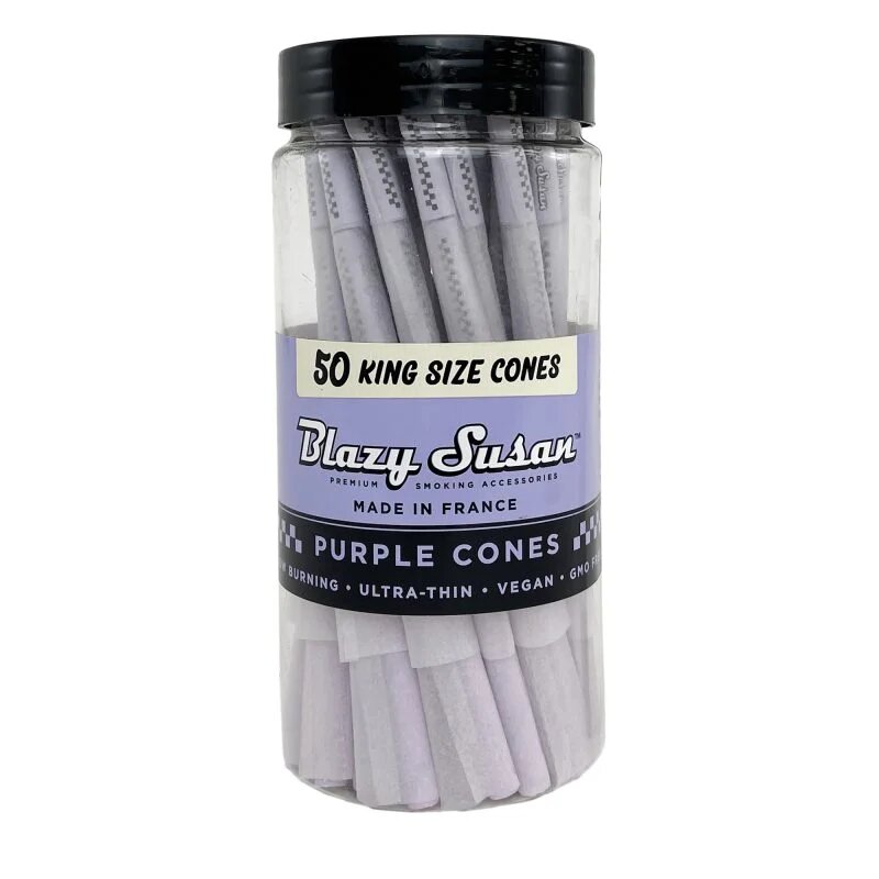 BLAZY SUSAN – PRE-ROLLED CONES – PURPLE – 1 1/4 – 50CT JAR – [MSRP: $1 EACH]