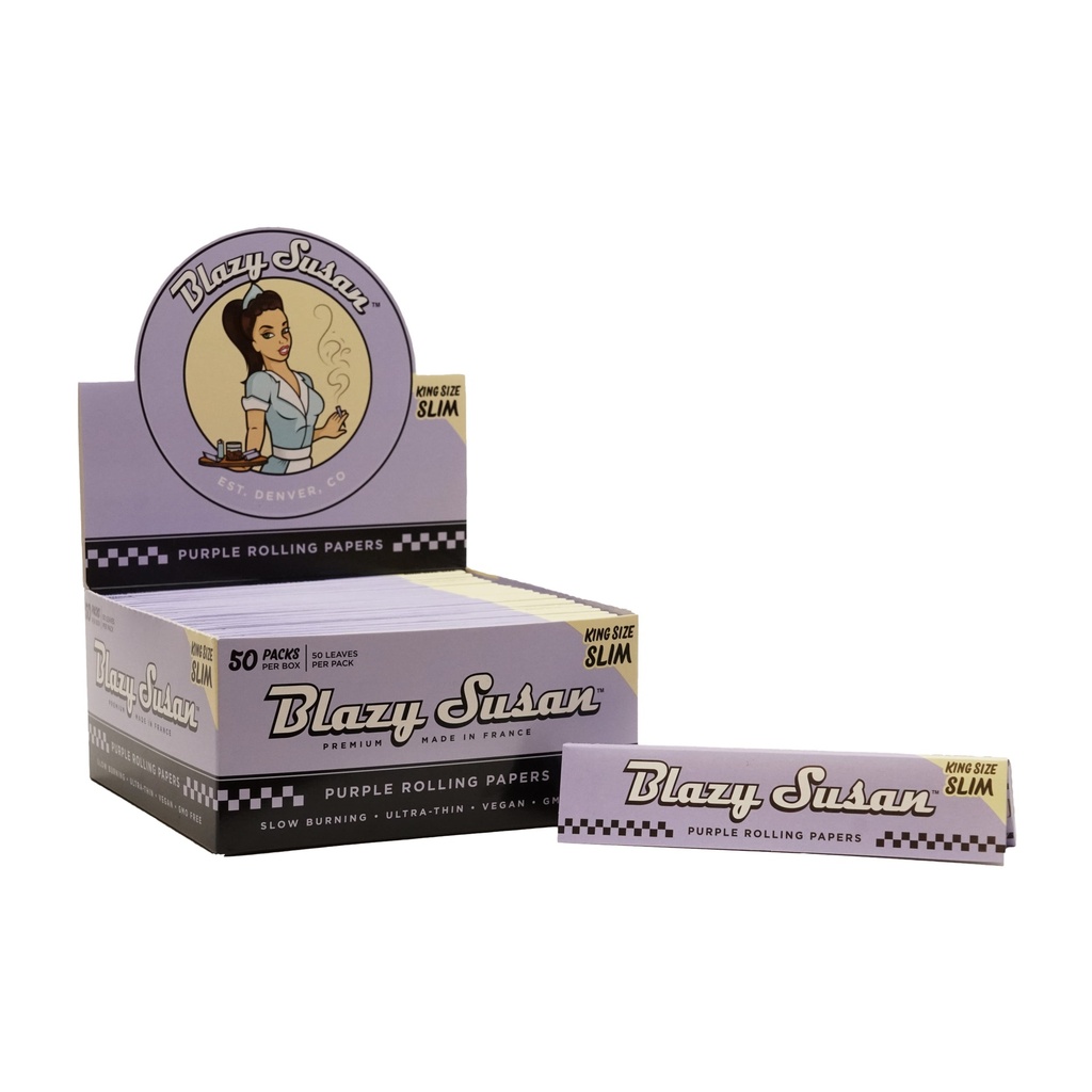 BLAZY SUSAN – ROLLING PAPERS – PURPLE – KING SIZE & 1 1/4 – 50CT DSPL – [MSRP: $1.50 EACH]