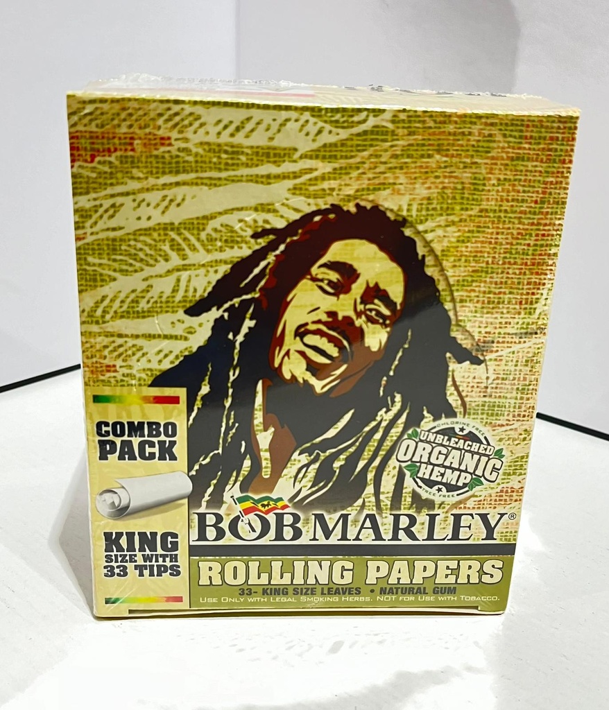 BOB MARLEY – ROLLING PAPERS – ORGANIC HEMP – WITH TIPS– 24CT DSPL – [MSRP: $4 EACH]