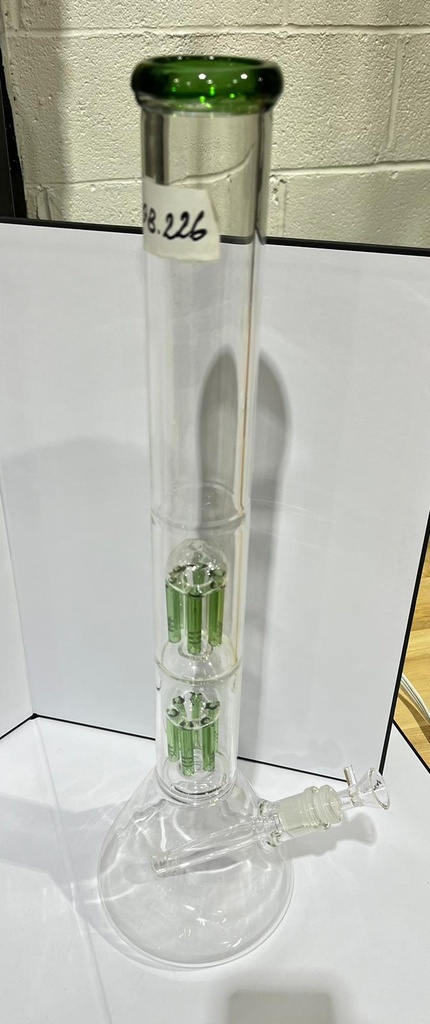DOUBLE PERCOLATOR – GLASS WATER PIPE – 12-INCH – FLAT BASE – 1CT – GB0226 – [MSRP: $96.50]