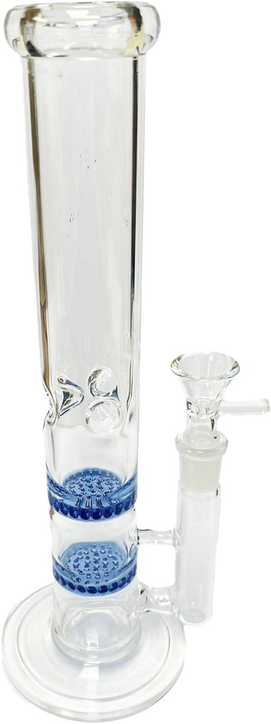 DOUBLE COMET PERCOLATOR – GLASS WATER PIPE – FLAT BASE – 1CT – GB0321 – [MSRP: $37.50]