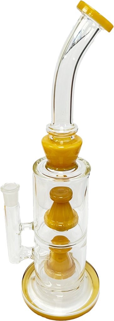 DOUBLE PERCOLATOR – GLASS WATER PIPE – FLAT BASE – 1CT – GB0311 – [MSRP: $75]