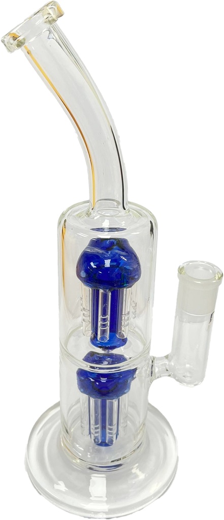 DOUBLE TREE PERCOLATOR – GLASS WATER PIPE – FLAT BASE – 1CT – GB0318 – [MSRP: $62.50]