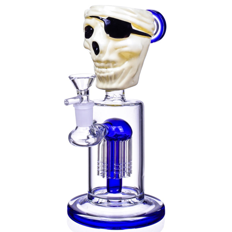 PIRATE SKULL – GLASS WATER PIPE – 10-INCH – 1CT – GB0410 – [MSRP: $57.50]