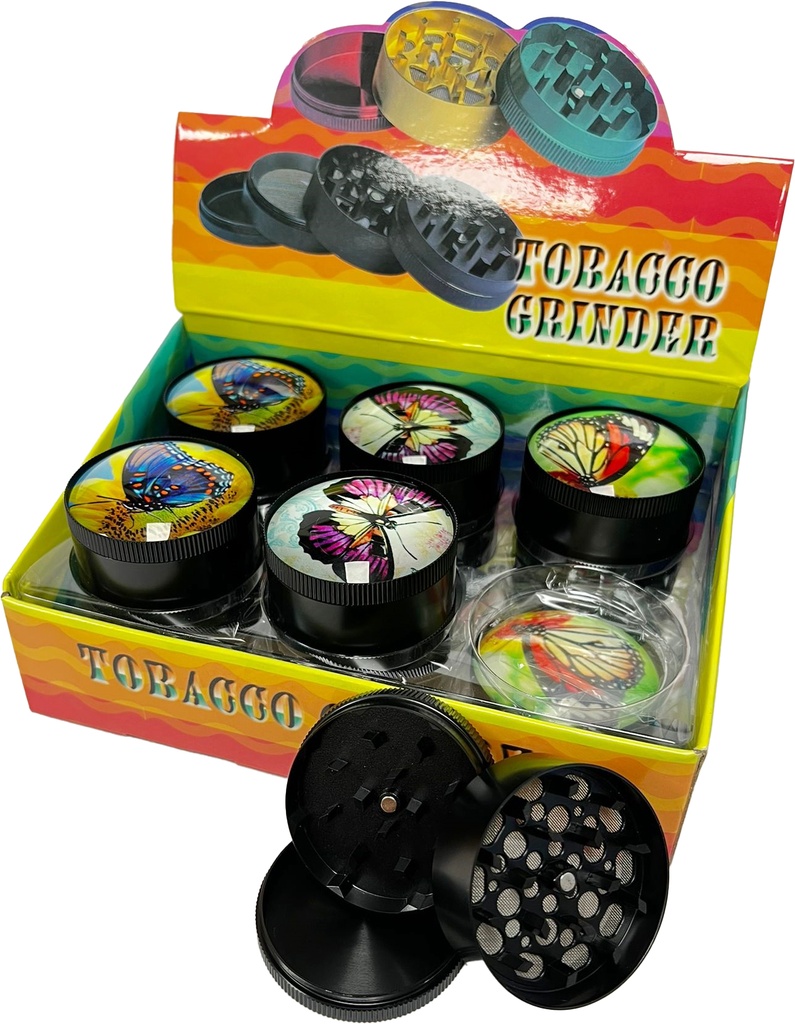 BUTTERFLY – GRINDERS – 3-PIECE – 52MM – 12CT DISPLAY – GR70 – [MSRP: $8.50 EACH]