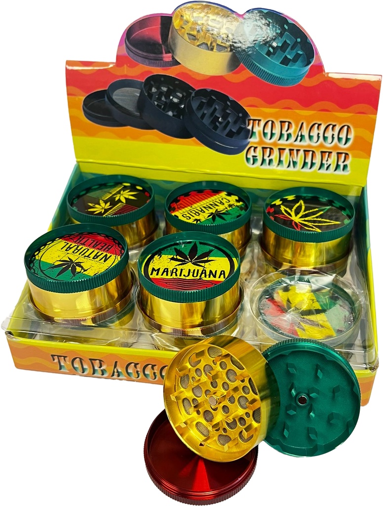 RASTA CANA GOLD – GRINDERS – 3-PIECE – 52MM – 12CT DISPLAY – GR29 – [MSRP: $9 EACH]