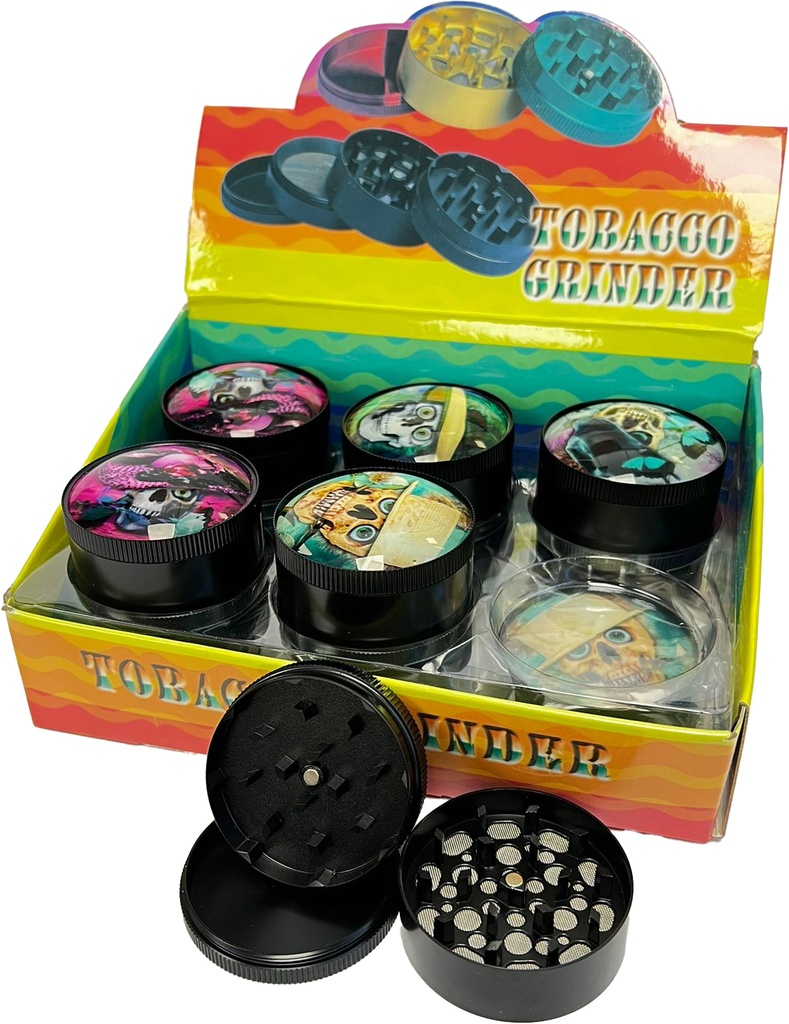 SKULL COLORS – GRINDERS – 3-PIECE – 52MM – 12CT DISPLAY – GR69 – [MSRP: $8.50 EACH]