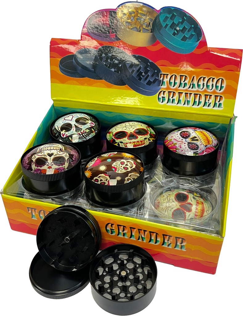 SUGAR SKULL – GRINDERS – 3-PIECE – 52MM – 12CT DISPLAY – GR71 – [MSRP: $8.50 EACH]