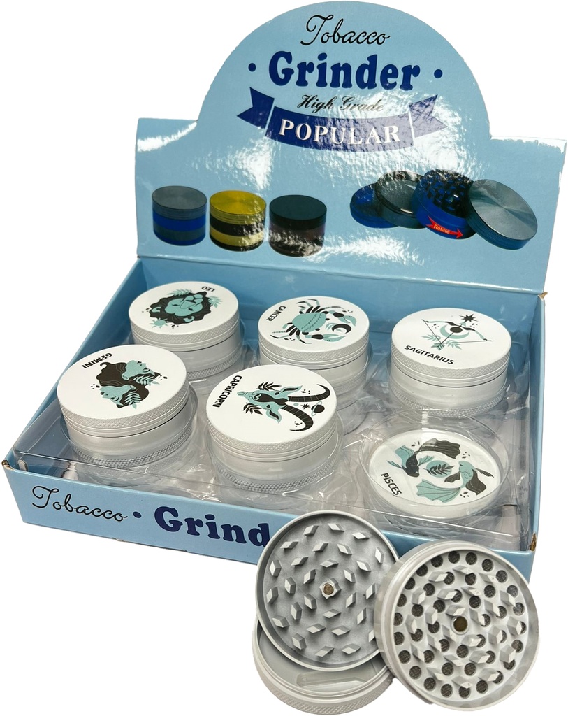 NEW ZODIAC – GRINDERS – 3-PIECE – 55MM – 12CT DISPLAY – GR107 – [MSRP: $10 EACH]