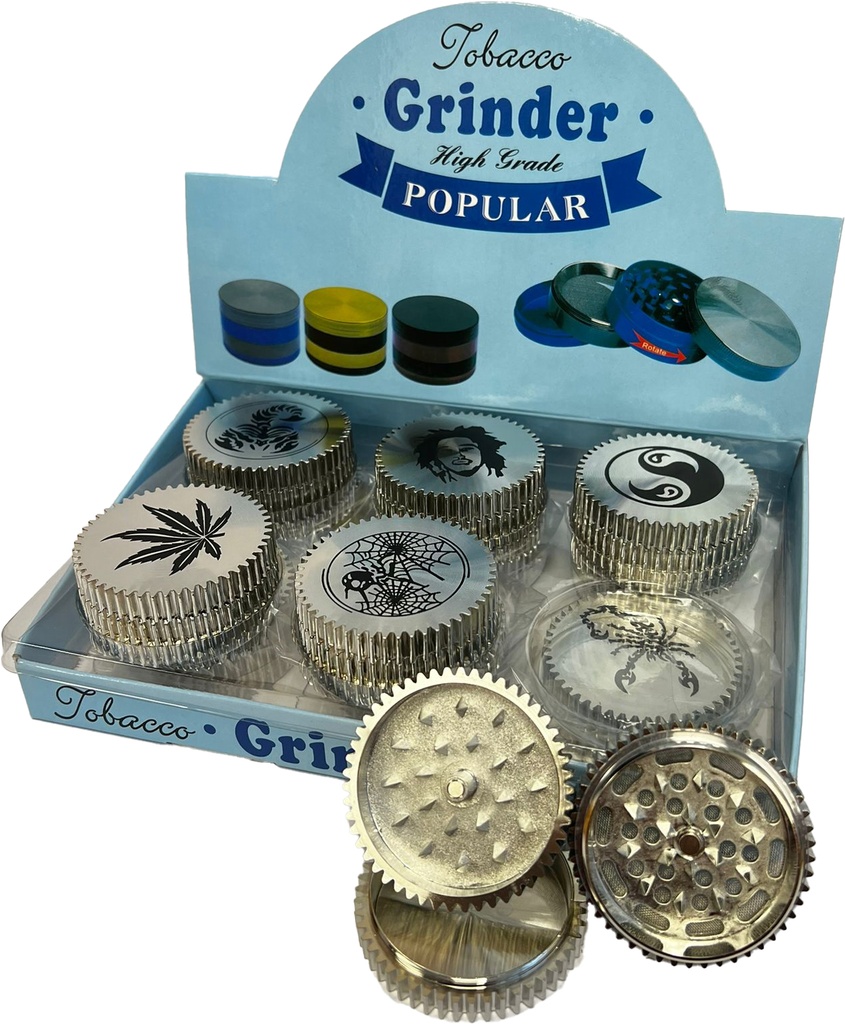 POPULAR PRINT – GRINDERS – 3-PIECE – 55MM – 12CT DISPLAY – GR9 – [MSRP: $10.50 EACH]