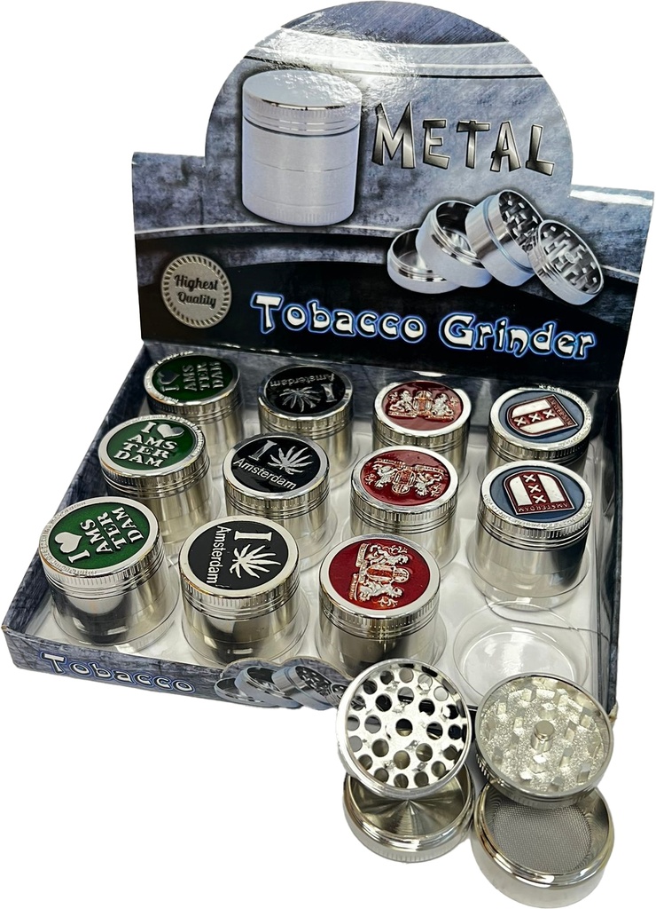 I LUV W SILVER – GRINDERS – 4-PIECE – 30MM – 12CT DISPLAY – GR47 – [MSRP: $7 EACH]