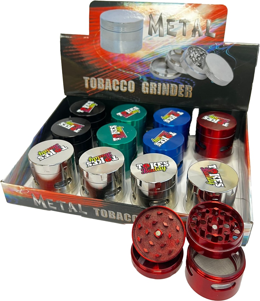 TOKES BUDDY WITH WINDOW – GRINDERS – 4-PIECE – 40MM – 12CT DISPLAY – GR35 – [MSRP: $10.50 EACH]