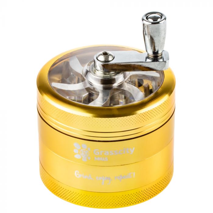 CRANK WITH WINDOW GOLD – GRINDERS – 4-PIECE – 51MM – 6CT DISPLAY – GR39 – [MSRP: $17 EACH]