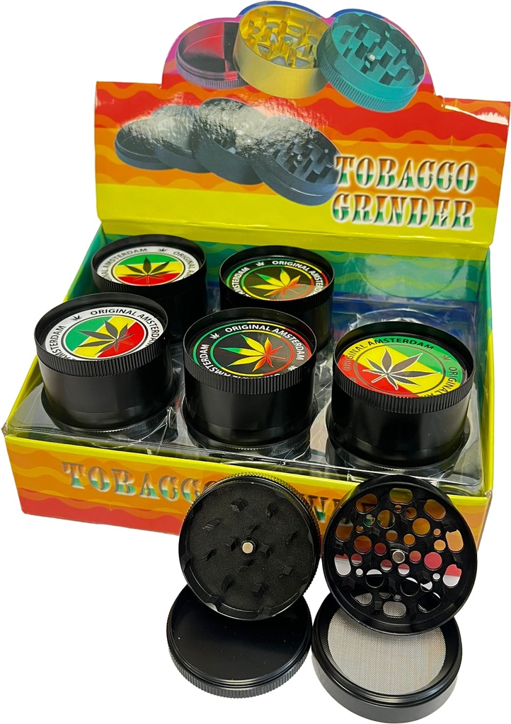 TOKES BUDDY RASTA LEAVES – GRINDERS – 4-PIECE – 52MM – 12CT DISPLAY – GR26 – [MSRP: $10.50 EACH]