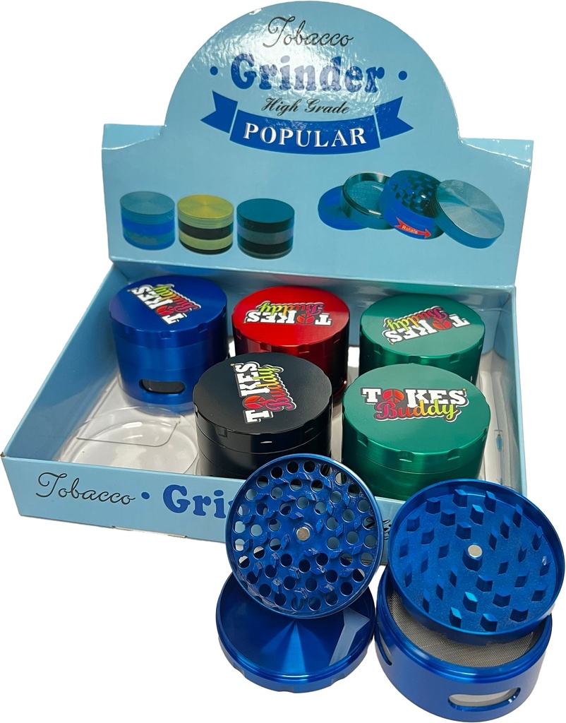 TOKES BUDDY WITH WINDOW – GRINDERS – 4-PIECE – 61MM – 6CT DISPLAY – GR36 – [MSRP: $17 EACH]