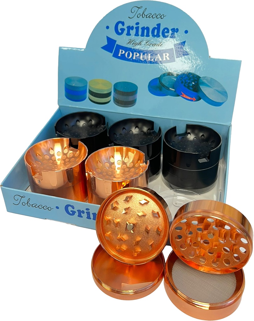CONCAVE HONEY – GRINDERS – 4-PIECE – 63MM – 6CT DISPLAY – GR66 – [MSRP: $18.50 EACH]