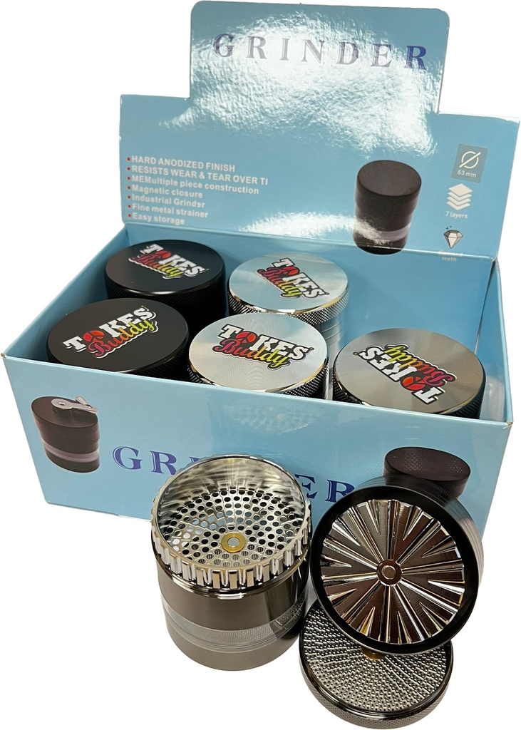 TOKES BUDDY – GRINDERS – 4-PIECE – 66MM – 6CT DISPLAY – GR92 – [MSRP: $37 EACH]