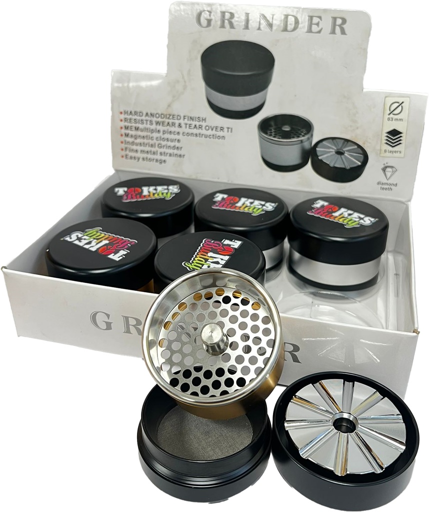 TOKES BUDDY – GRINDERS – 5-PIECE – 6CT DISPLAY – GR91 – [MSRP: $41.50 EACH]