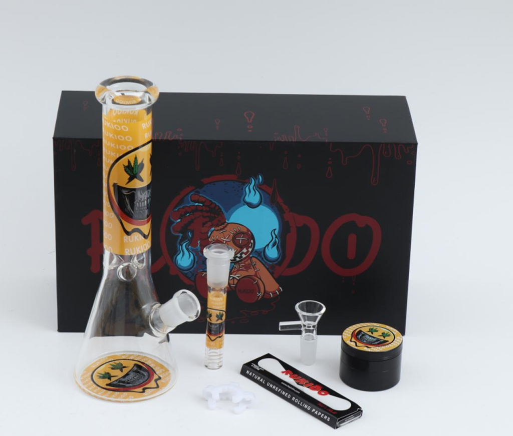 HAPPY LEAF – GLASS WATER PIPE – GIFT SET – 6PCS – 1CT – GB1003-3 – [MSRP: $60]