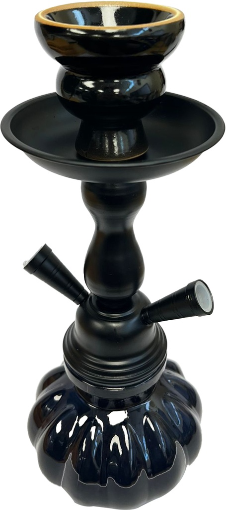 HOOKAH – 11" TIERED MED – DOUBLE HOSE – MIDNIGHT CHROME – 1CT – ZC14 – [MSRP: $24]