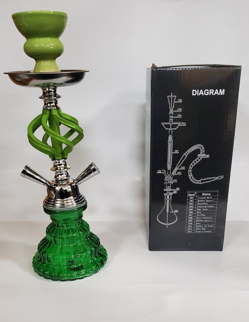 HOOKAH – 11" SMALL SPIRAL – DOUBLE HOSE – CERAMIC & GLASS – ASSORTED COLORS – 1CT – C04 – [MSRP: $26.50]
