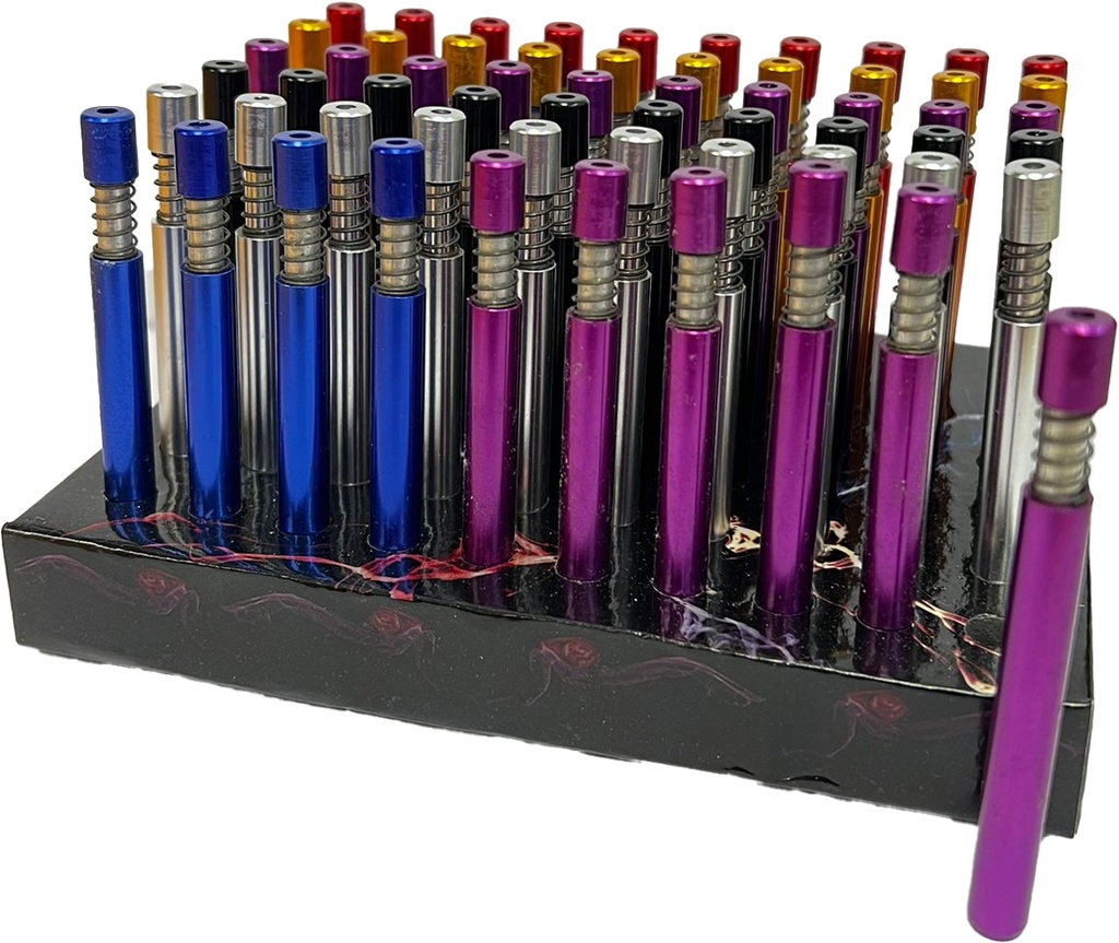 ONE HITTER – METAL PIPES – 100MM SPRING MIX COLOR DESIGN – 60CT DISPLAY – B140 – [MSRP: $2.50 EACH]
