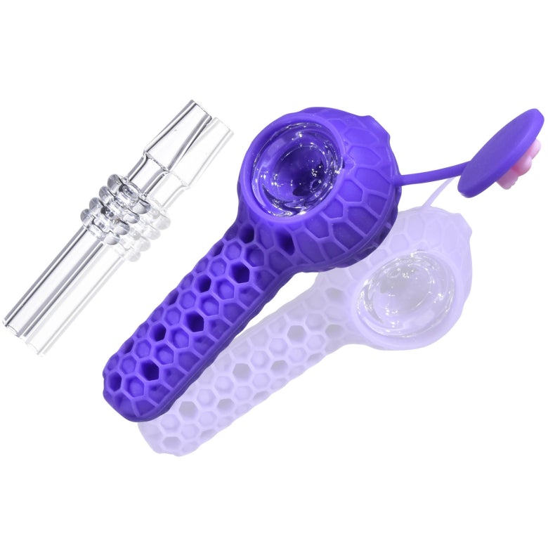 BEE HIVE HYBRID PIPE & NECTAR COLLECTOR – SILICON HAND PIPES – 1CT – SL177 – [MSRP: $12.50]