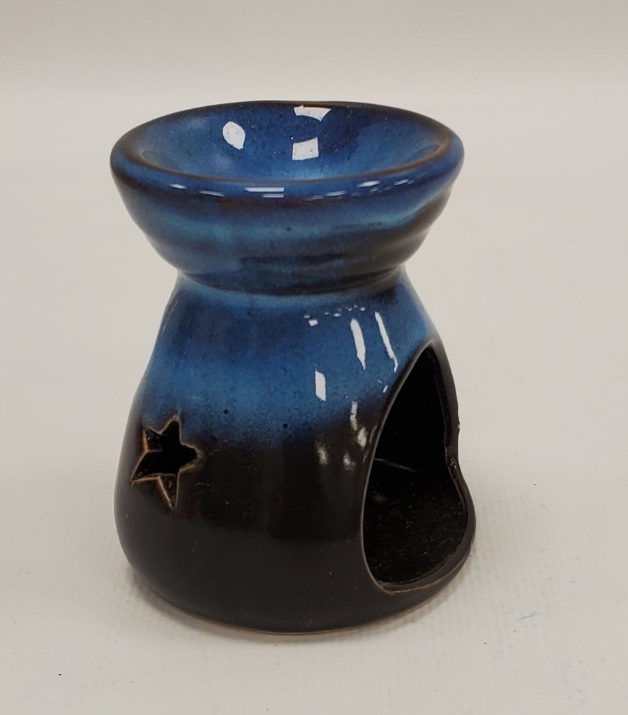 INCENSE BURNER – CERAMIC TEA LIGHT – ACCESSORIES – NAVY BLUE GLAZE – 1CT – [MSRP: $4]