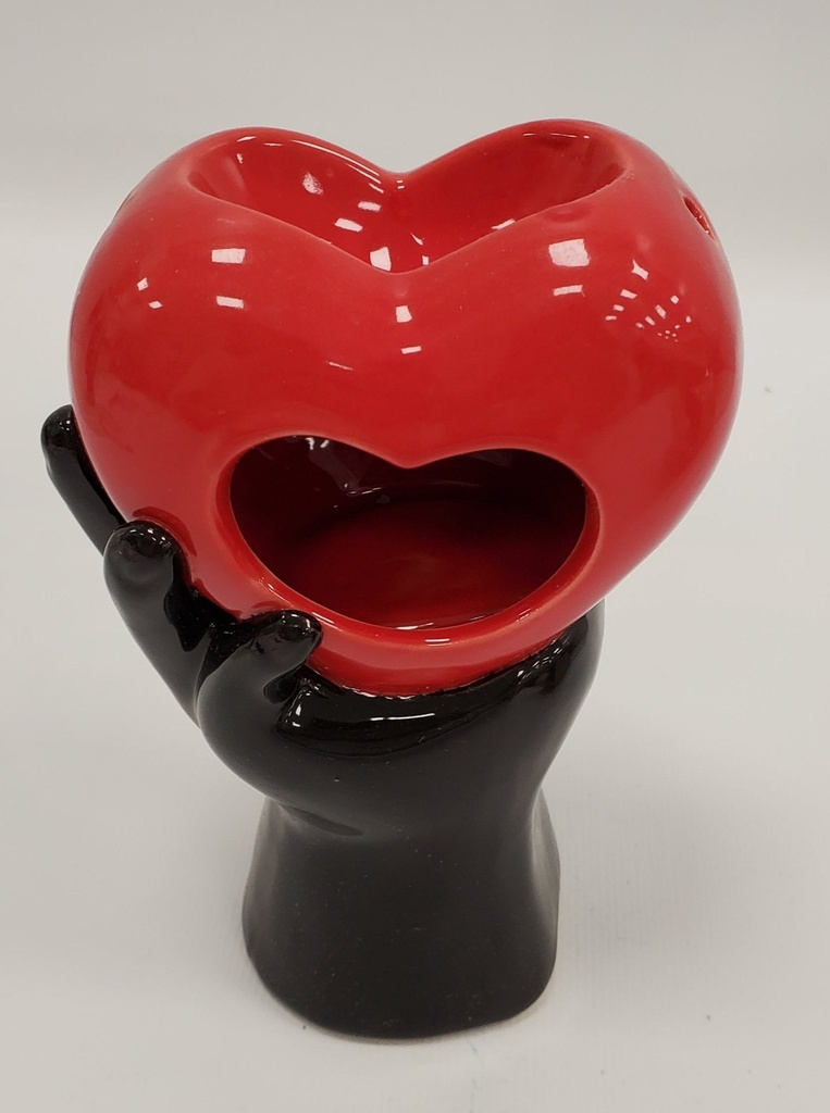 INCENSE BURNER – CERAMIC TEA LIGHT – ACCESSORIES – RED HEART DESIGN – 1CT – [MSRP: $11]