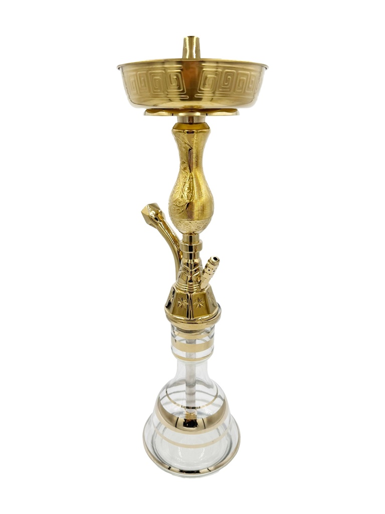 SABA – HOOKAH – 22" TRADITIONAL SINGLE HOSE – OXIDIZED & GOLD – 1CT – KMHD16 – [MSRP: $97.50]