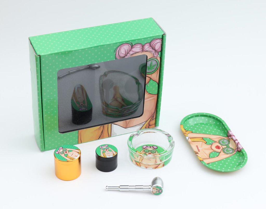 LEAF – GLASS WATER PIPE – GIFT SET – 5PCS – 1CT – A206-2 – [MSRP: $37.50]