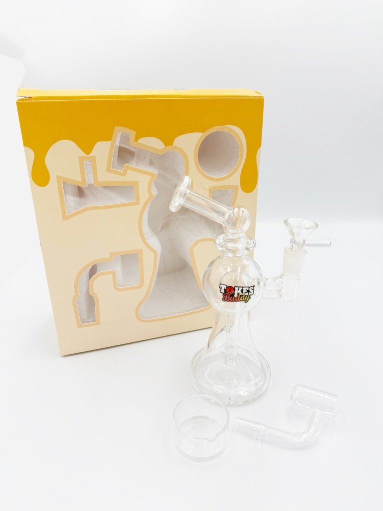 TOKES BUDDY – LUMINOUS – GLASS WATER PIPE – MINI GLASS DAB RIG SET – L ORANGE – 1CT – GB1048 – [MSRP: $45]