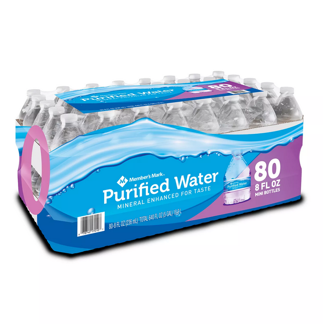 MEMBER'S MARK – PURIFIED BOTTLED WATER – FOOD & BEVERAGES / SOFT DRINKS – 8OZ – 80CT CASE – [MSRP: $0.50 EACH]