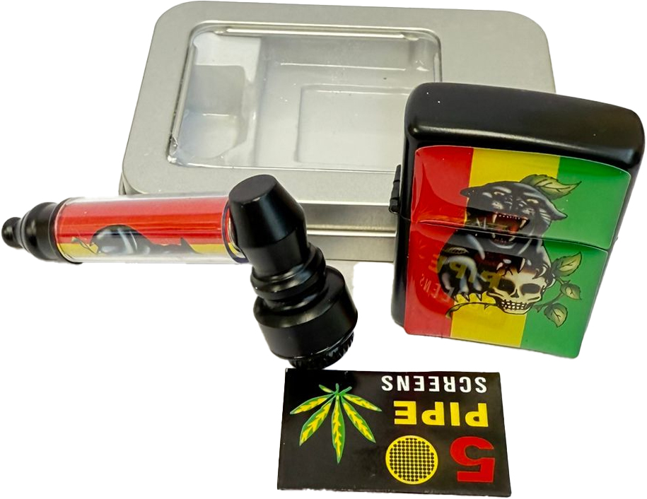 RASTA – METAL PIPES – WITH LIGHTER GIFT BOX DESIGN – 1CT – B155 – [MSRP: $9 EACH]